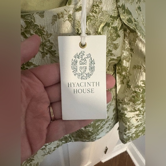 Hyacinth House Green Jacquard Bridgerton Blouse – Size Medium | Brocade NWT - Picture 7 of 14